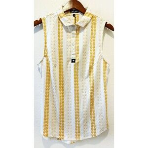 NWT BAD BIRDIE Women's Yellow White Golf Polo sz. Large UPF 50 Anti Odor Stretch